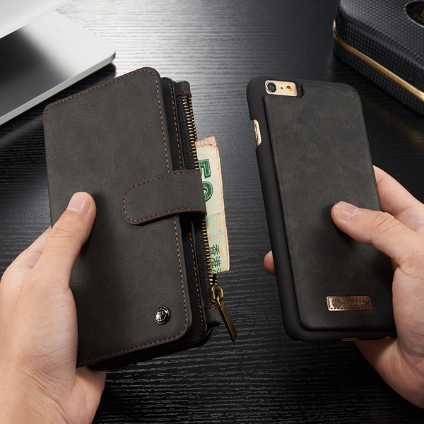Iphone6s 4 7インチ スマホケース 本革カバー 多機能 財布型 ブラック