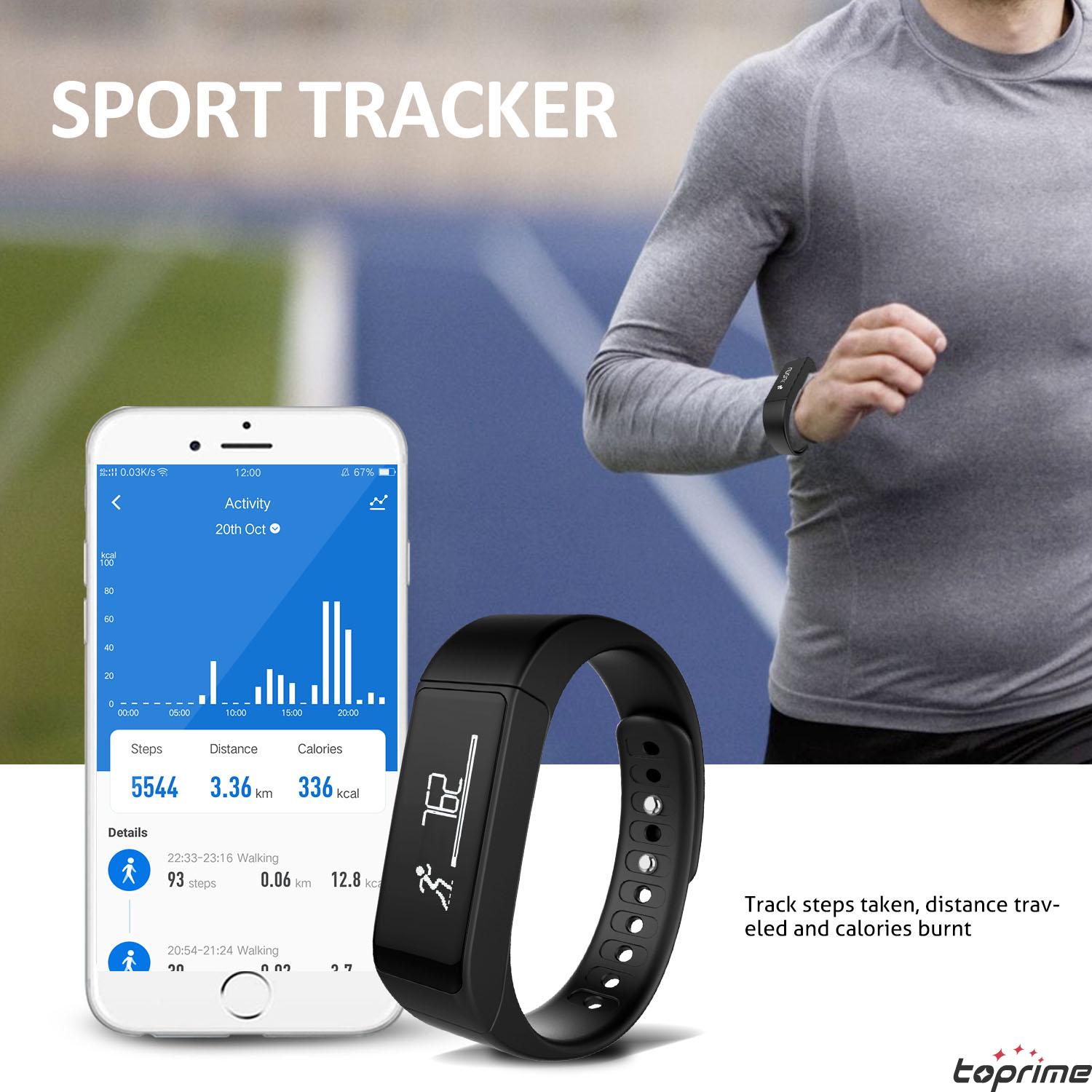 Toprime Fitness Activity Tracker Wearable Waterproof Smart Band with MultiFunctions