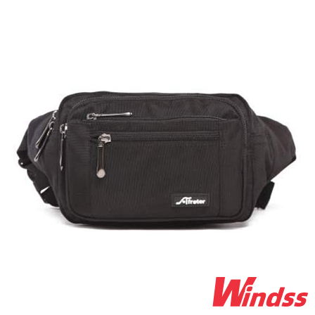 Windss ウエストバッグ レインカバー ウエストポーチ メンズ レディース 大容量 多機能 防水 整理便利 三色入れ   ブラック