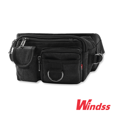 Windss ウエストバッグ 多機能 ウエストポーチ ヒップバッグ 帆布 ポーチ ボディバッグ 整理便利 アウトドアに最適 メンズ 散步 ブラック Free